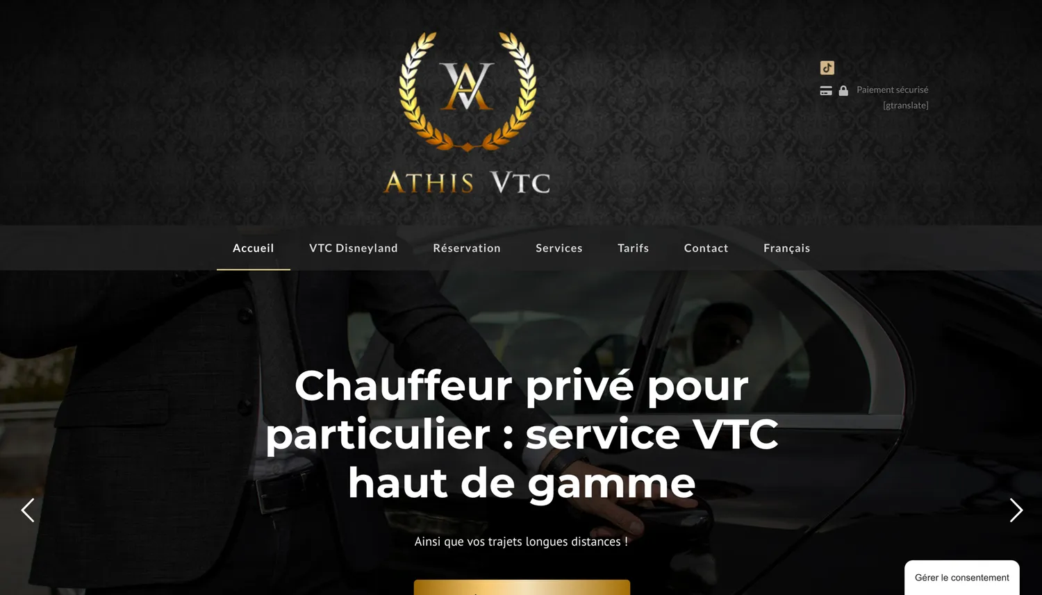 Aperçu du site Athis VTC