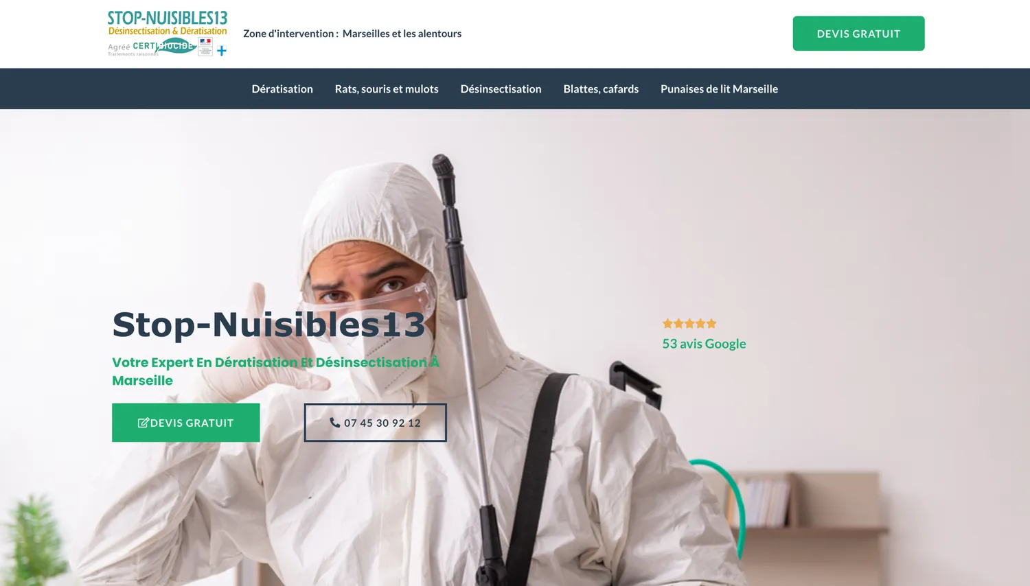 Aperçu du site Stop-Nuisibles 13